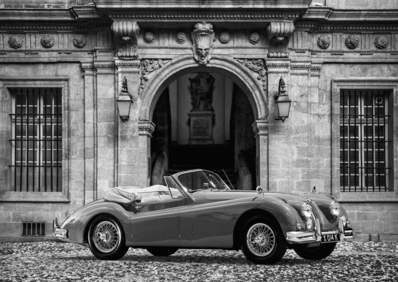 Luxury Car in front of Classic Palace Poster Print by Gasoline Images - Item # VARPDX3AP3838